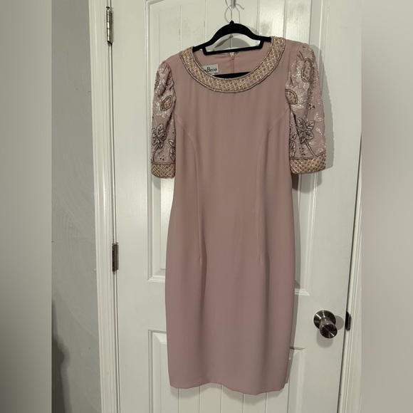 Jack Bryan Dresses & Skirts - Jack Bryan vintage embellished midi dress, dusty pink, size 8